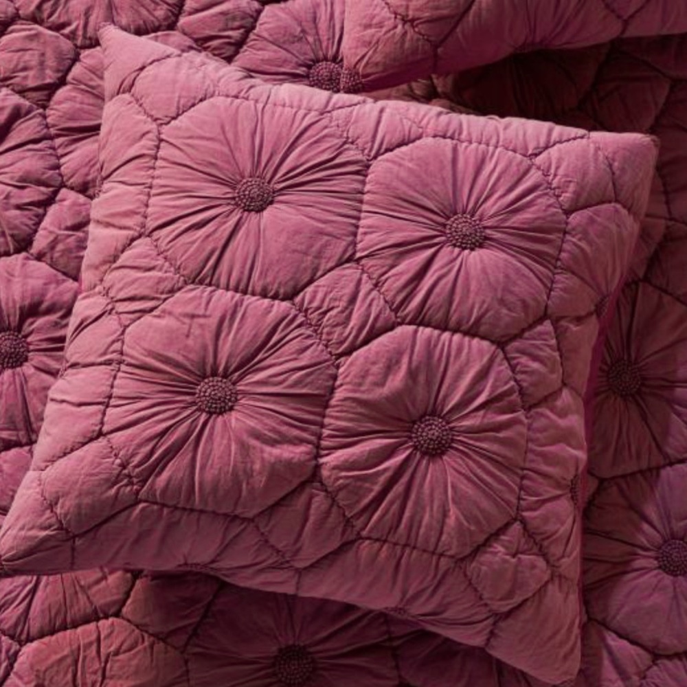 Anthropologie Estie Voile Quilt w 2 Euro Shams in Purple-King - Picture 4 of 5